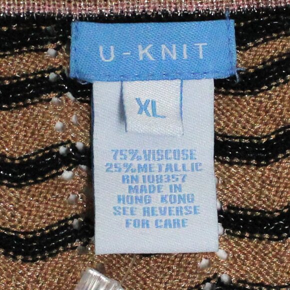 Women's XL U-Knit Multi Color Long Sleeve V Neck Sweater Top - Picture 3 of 9